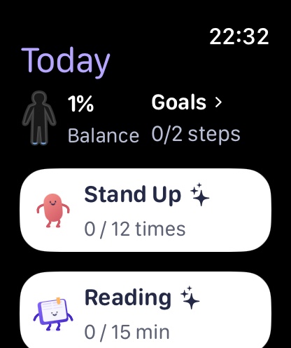 ImproveThing Today with Stand Up and Reading in focus on Apple Watch